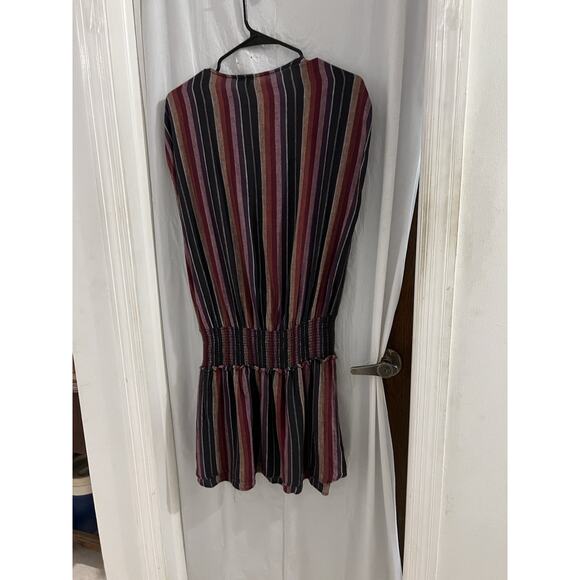 Rails Lucca Brava Stripe Mini Dress Smocked V-Neck Linen Blend Size M - Picture 9 of 9